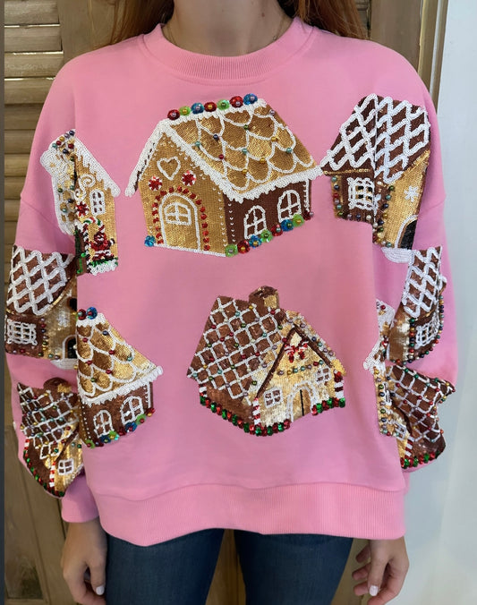 Pink Gingerbread House Sweatshirt