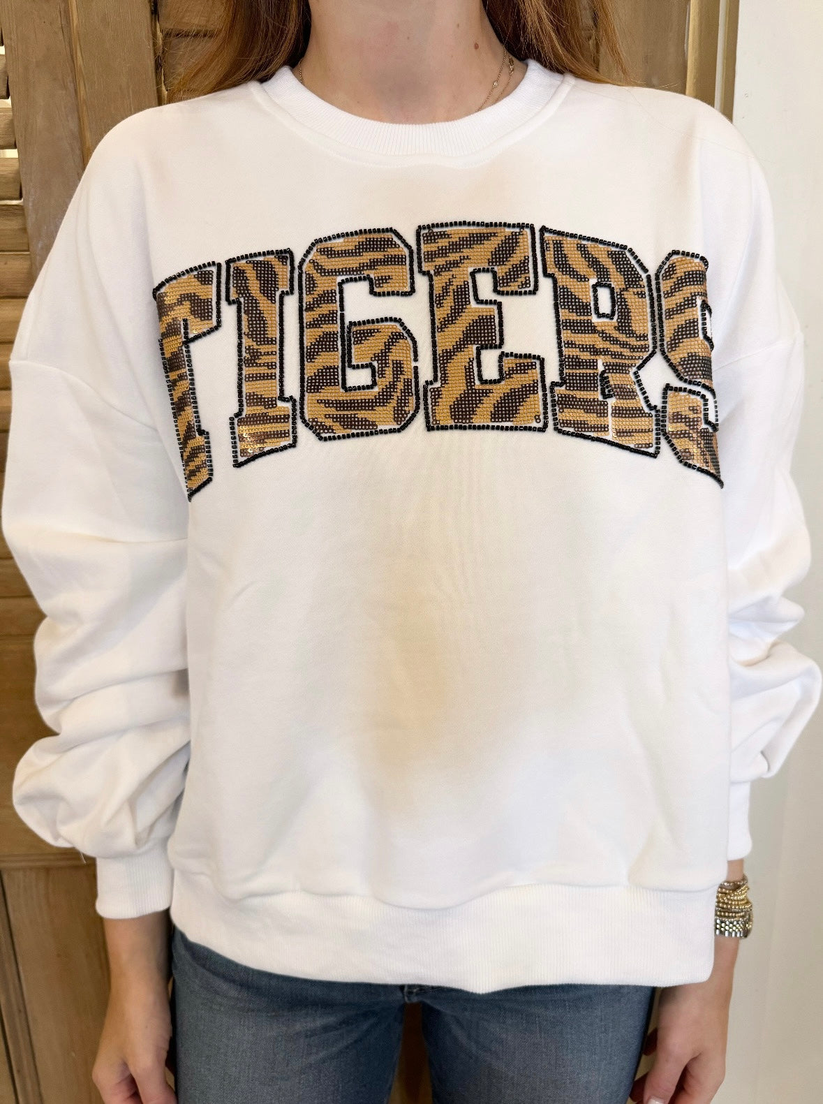 White Tiger Print 'Tigers' Sweatshirt