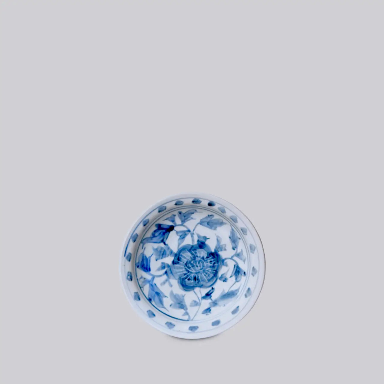 Small BW Porcelain Peony Dish