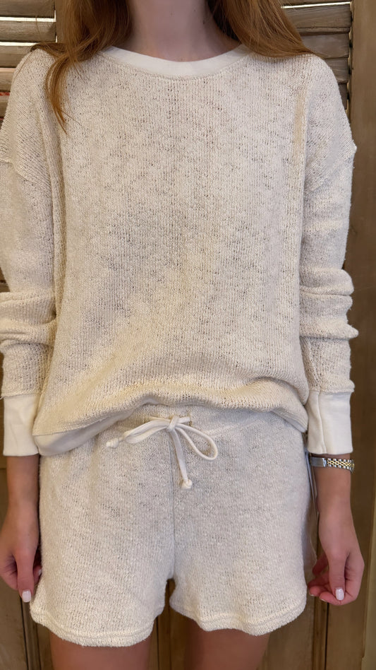 Cotton Mesh Sweater L/S Pullover Natural