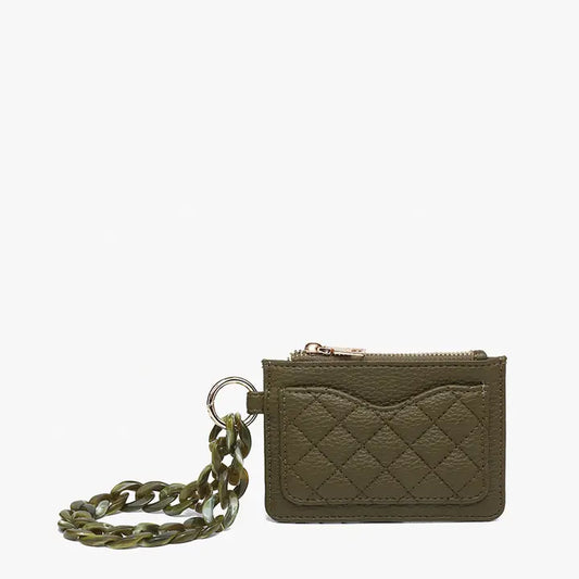 Rhodes Quilted Wallet w/ Chain Bangle Dark Olive