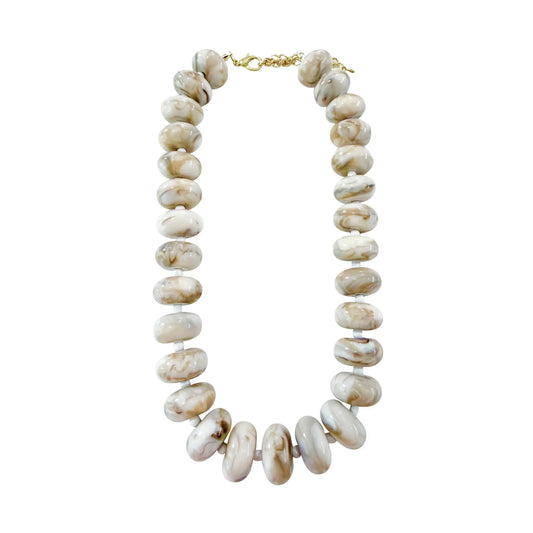 Angie Chunky Beaded Necklace Cream