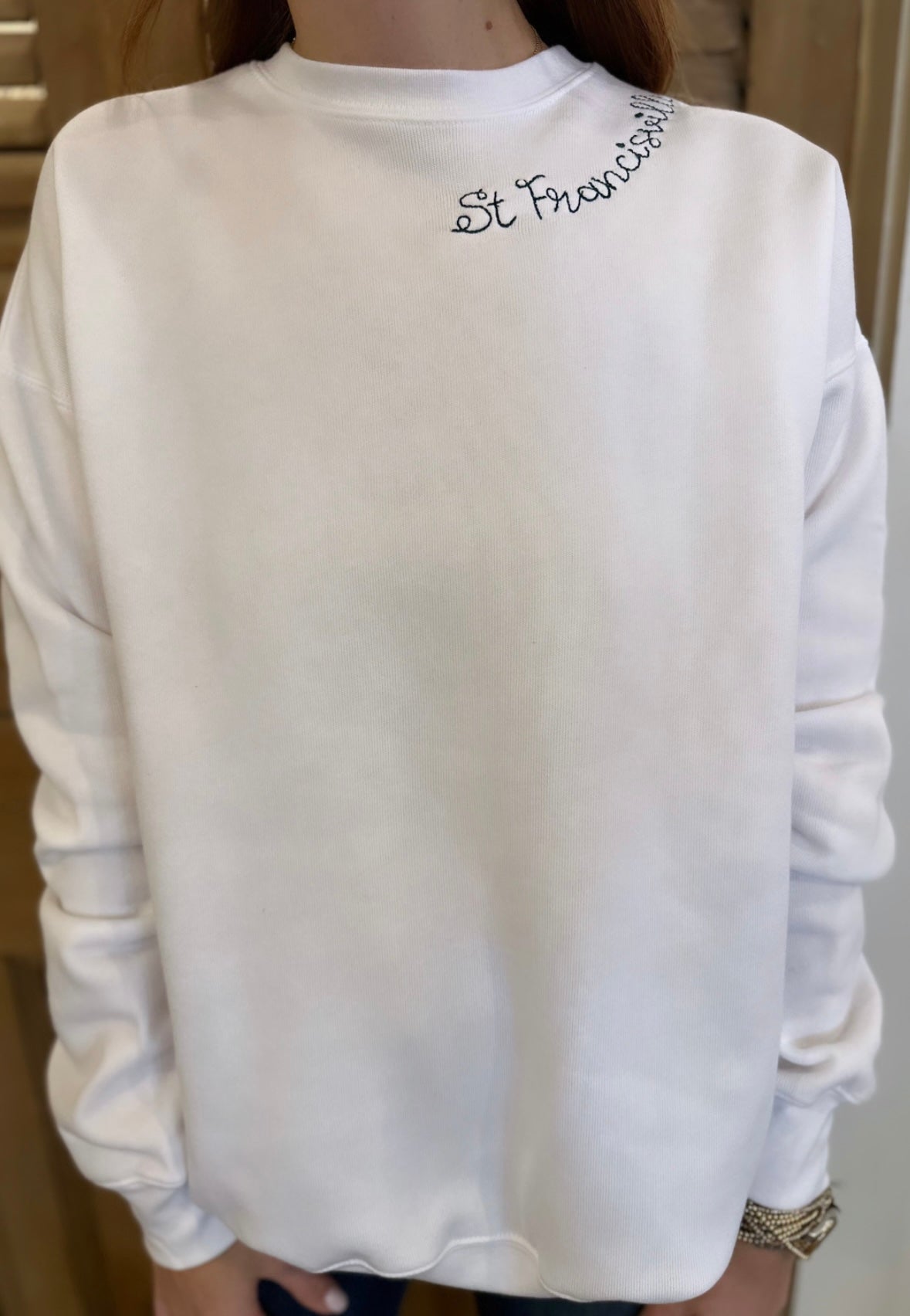 Embroidered Crewneck White