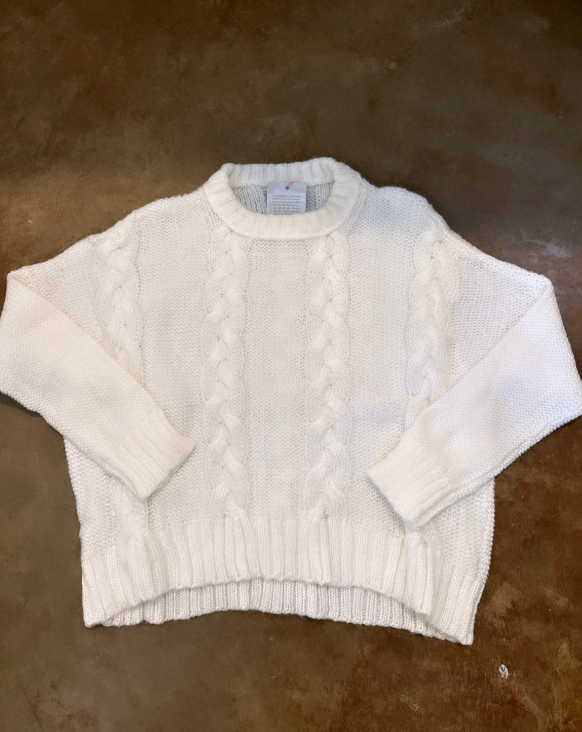 Cropped Cable Boyfriend Crew Pure Snow