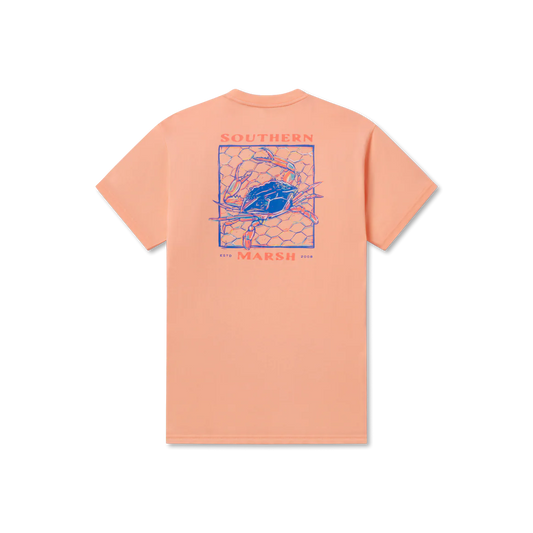 Blue Crab Tee Peach