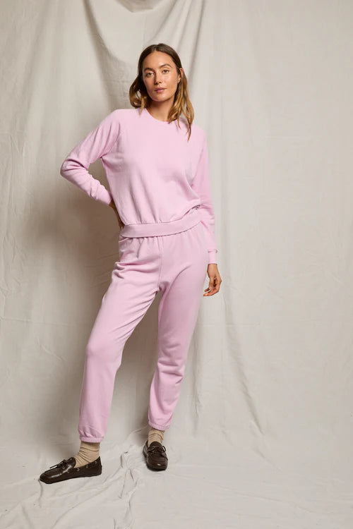 French Terry LS Raglan Crew Sugar Pink