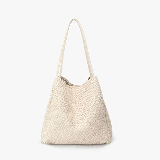 Hollace North South Tote Woven Cream