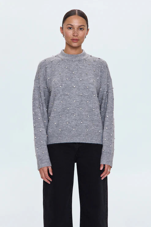 Aura Relaxed Crew Neck Sweater Charcoal Diamonte