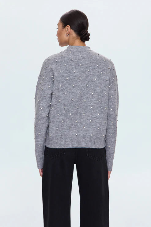 Aura Relaxed Crew Neck Sweater Charcoal Diamonte