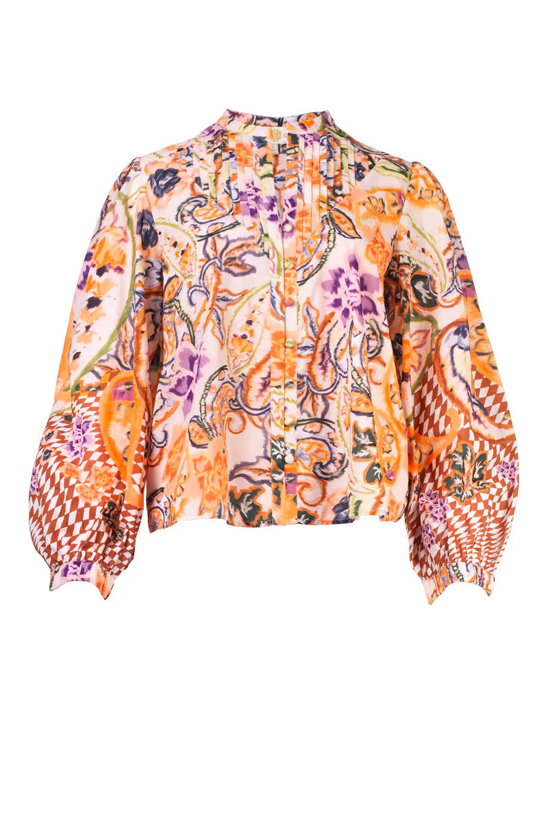 Taylor Blouse Orange Paisley