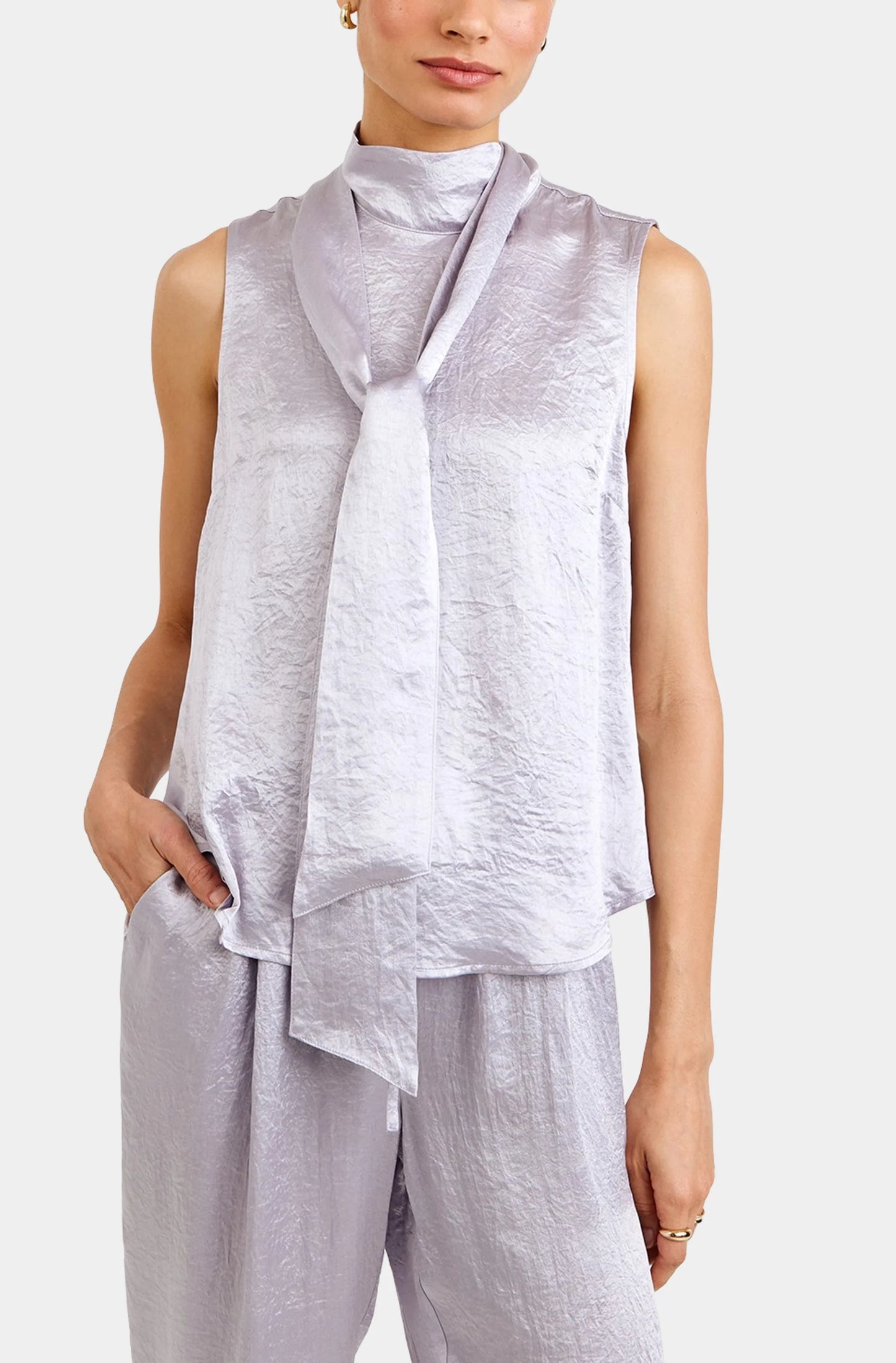 Scarf Neck Blouse Silver