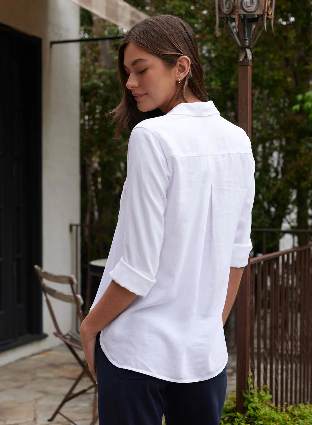 Shirt Tail Button Down White