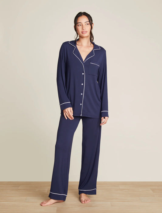 Luxe Milk Jersey Piped PJ Indigo