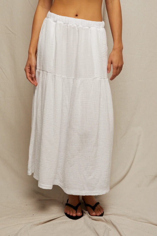 Double Gauze Pull On Skirt White