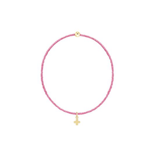Hope Classic Bubblegum Bracelet Signature Cross Small Gold Charm