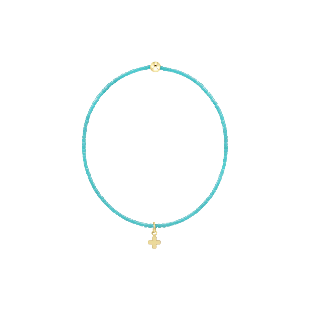 Hope Classic Turquoise Bracelet Signature Cross Small Gold Charm
