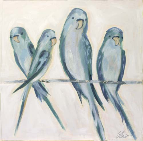 Blue Keets Perched Four 24x24