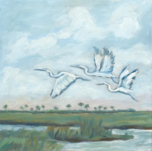 Flying Cranes 24x24