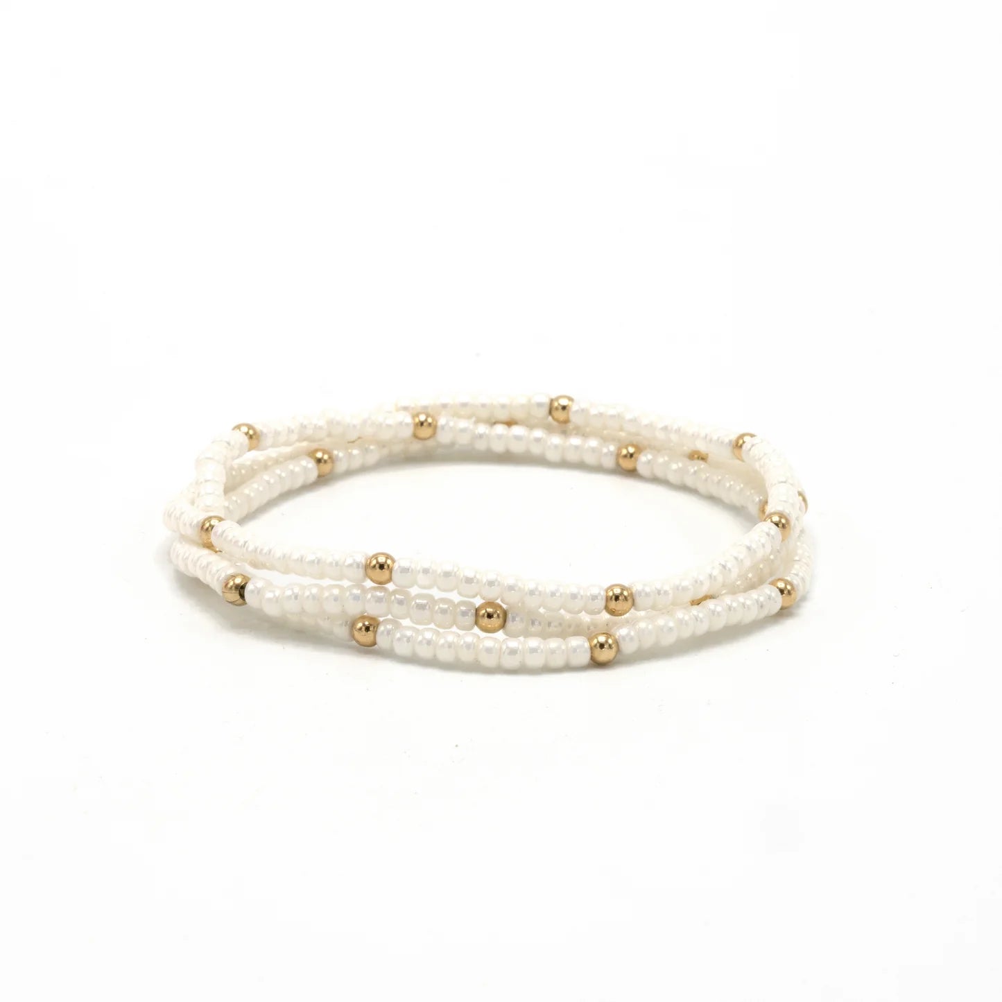 OG Classic Bracelet Stack in Pearl White Gold Filled