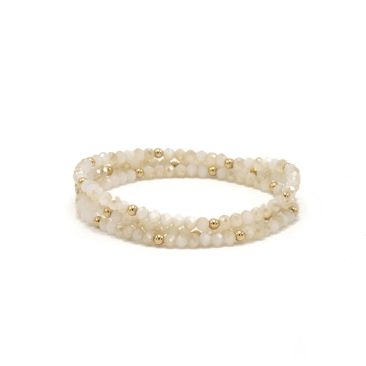 OG Shimmer Bracelet Stack in Winter White Gold Filled