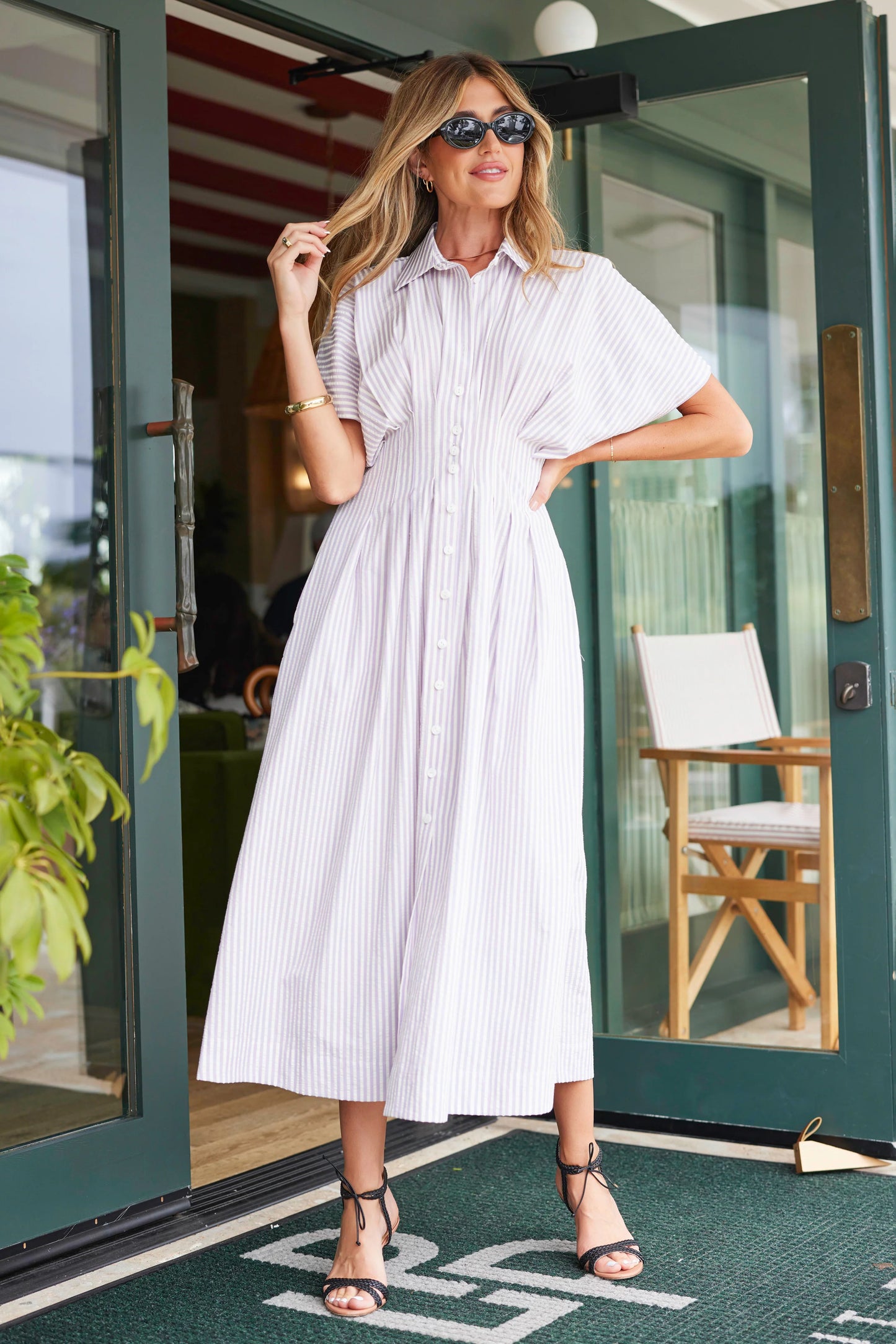 Maude Waist Detail Shirtdress Lavender