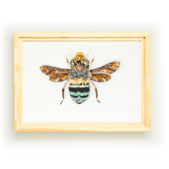Blue Banded Bee Beaded Art