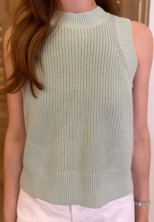 Demi High Crew Neck Tank Silt Green
