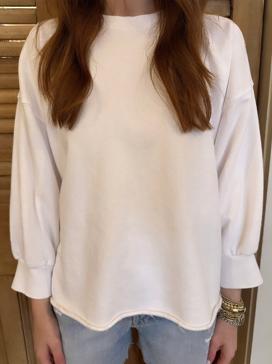 Bubble Sleeve Sweatshirt White