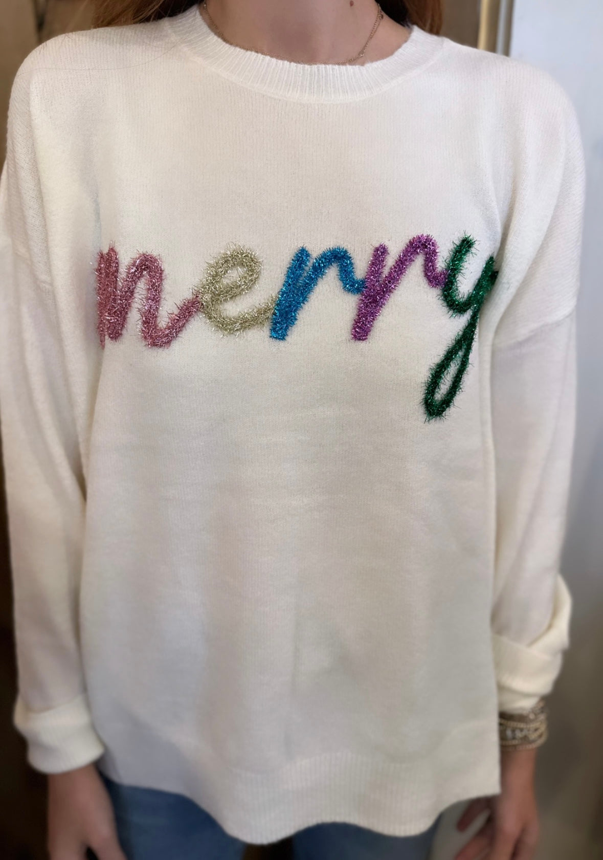 Merry Sweater White