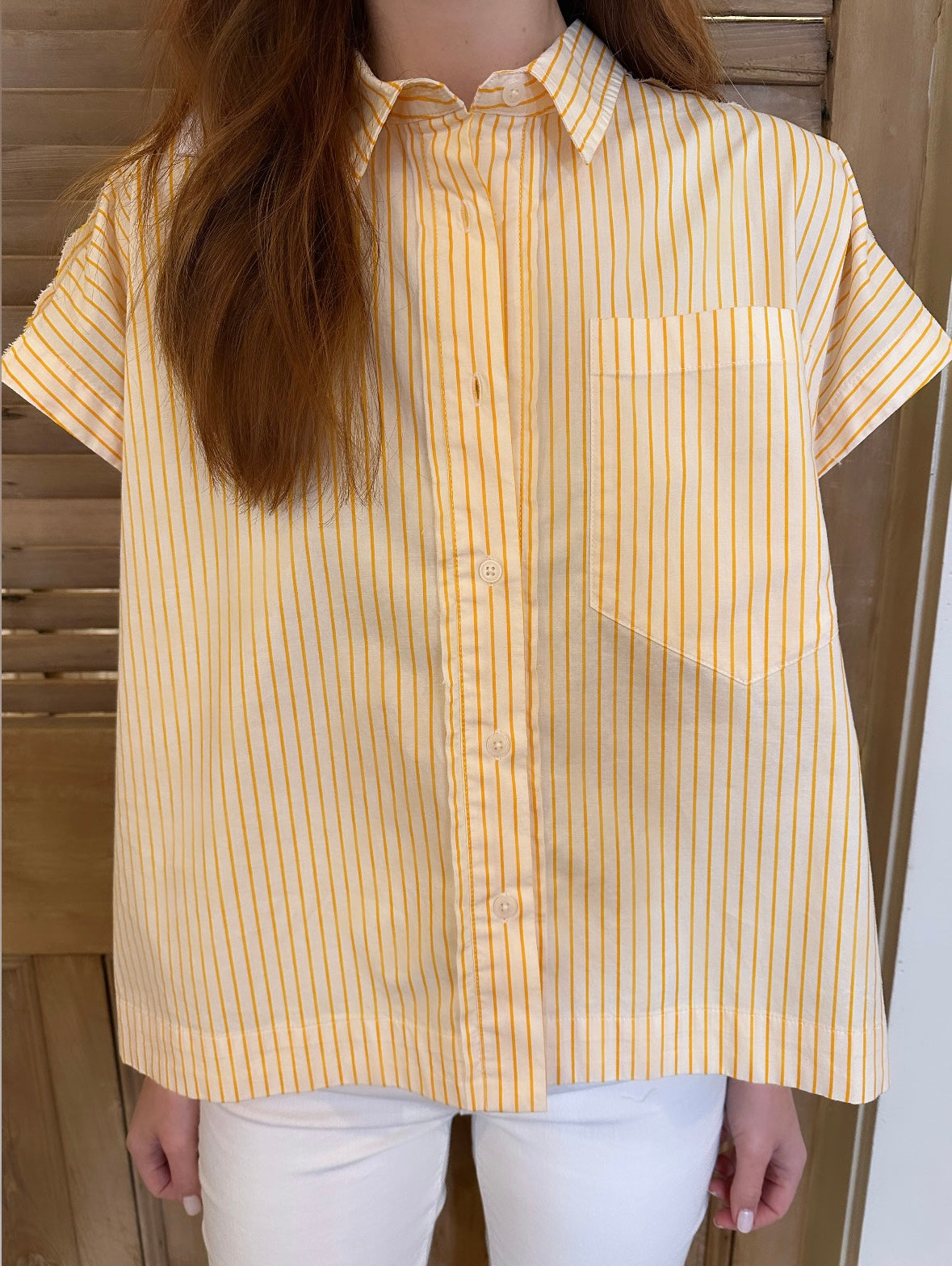 Cara Button Down Marigold Stripe