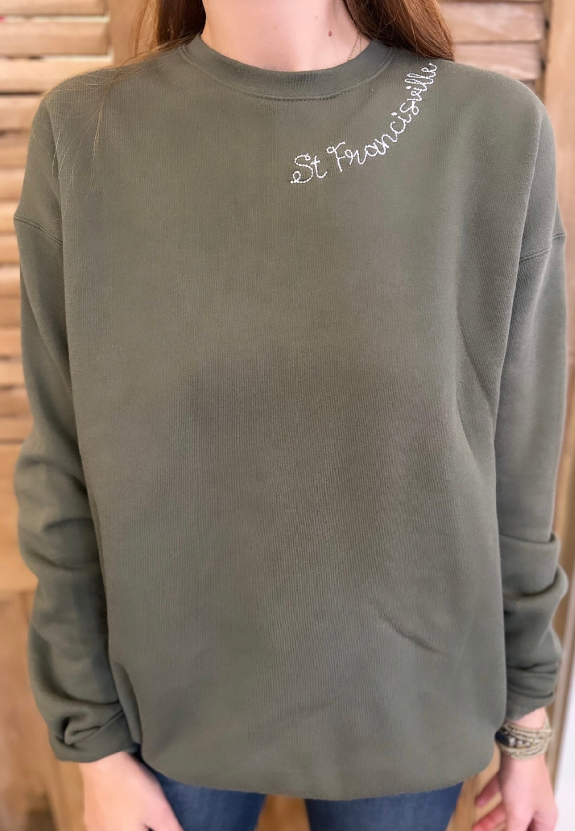 Embroidered Crewneck Forest Green