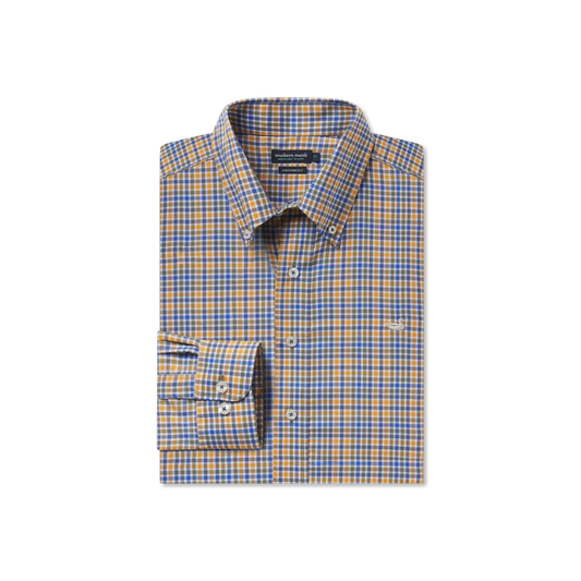 Baker Performance Gingham Dress Shirt Blue & Field Khaki