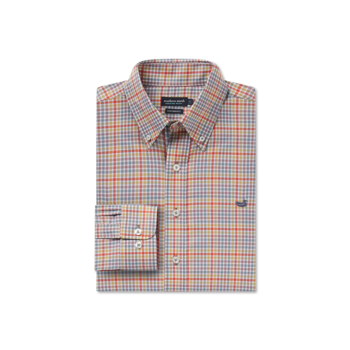 Baker Performance Gingham Dress Shirt Burnt Red And Sage