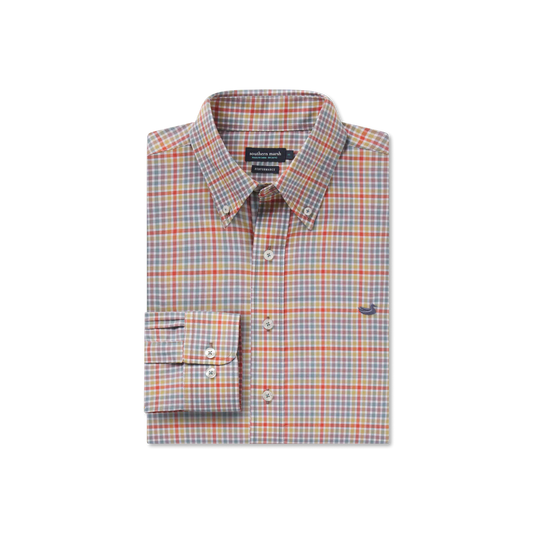 Baker Performance Gingham Dress Shirt Burnt Red And Sage