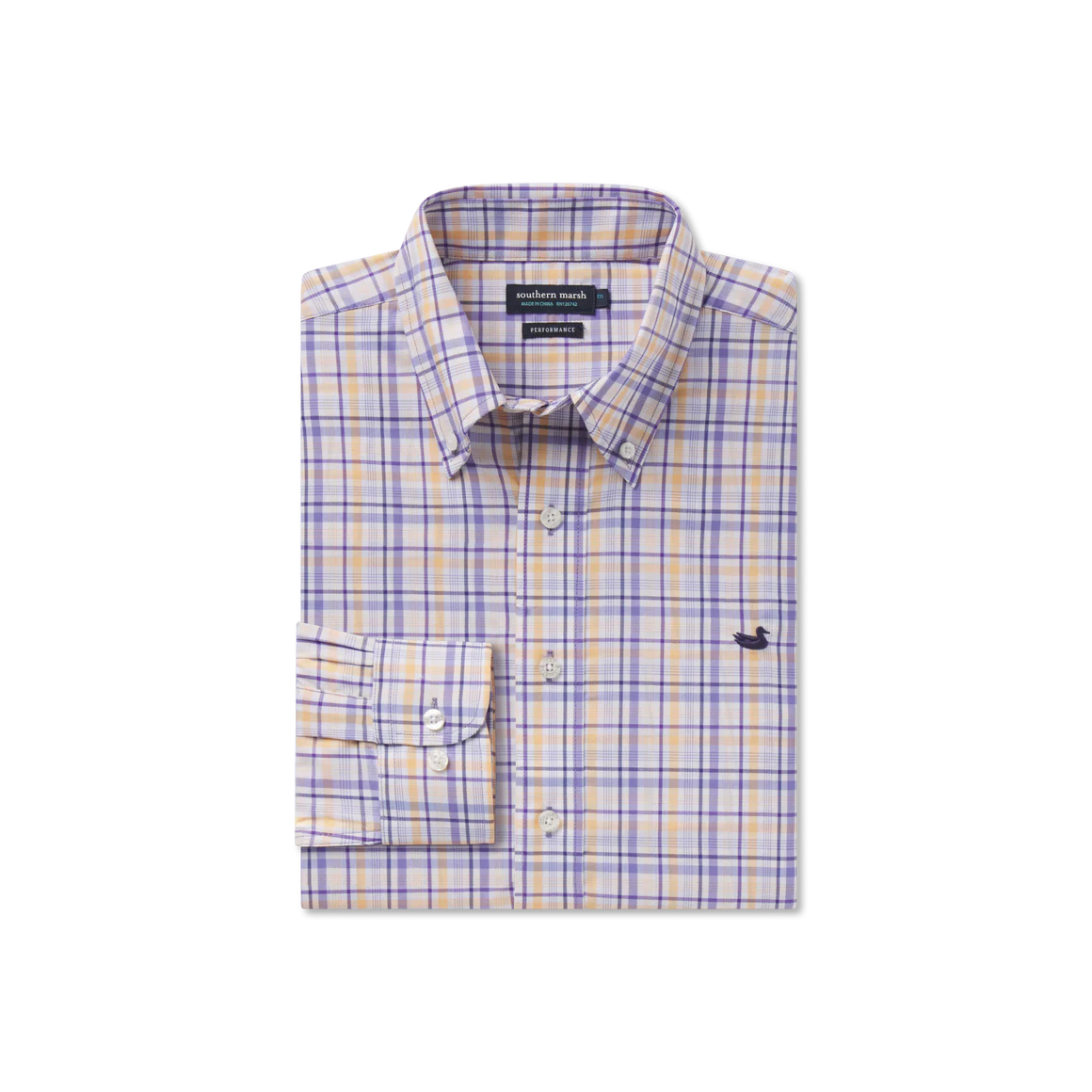 Van Buren Performance Grid Dress Shirt Purple And Yellow