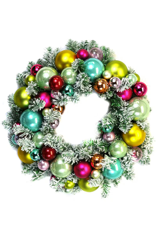 Flocked Wreath Green