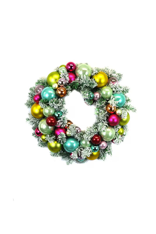 Flocked Wreath SM Green