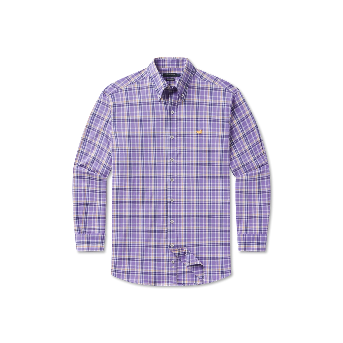 Grainger Performance Plaid Dress Shirt Purple & Yellow