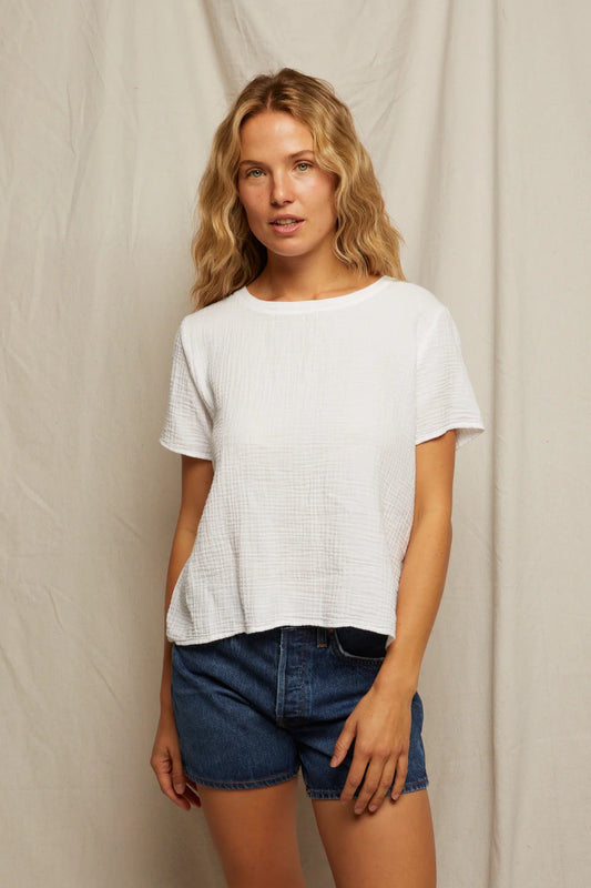 Double Gauze Short Sleeve Tee White