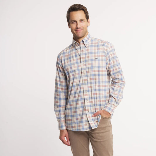 Highlands Lattice Performance Dress Shirt Slate & Burnt