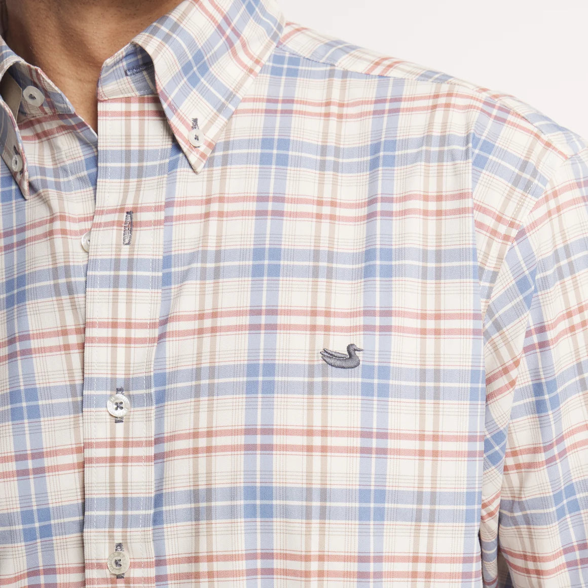 Highlands Lattice Performance Dress Shirt Slate & Burnt