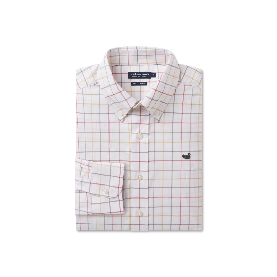 Lockhart Windowpane Performance Dress Shirt Burnt Taupe & White
