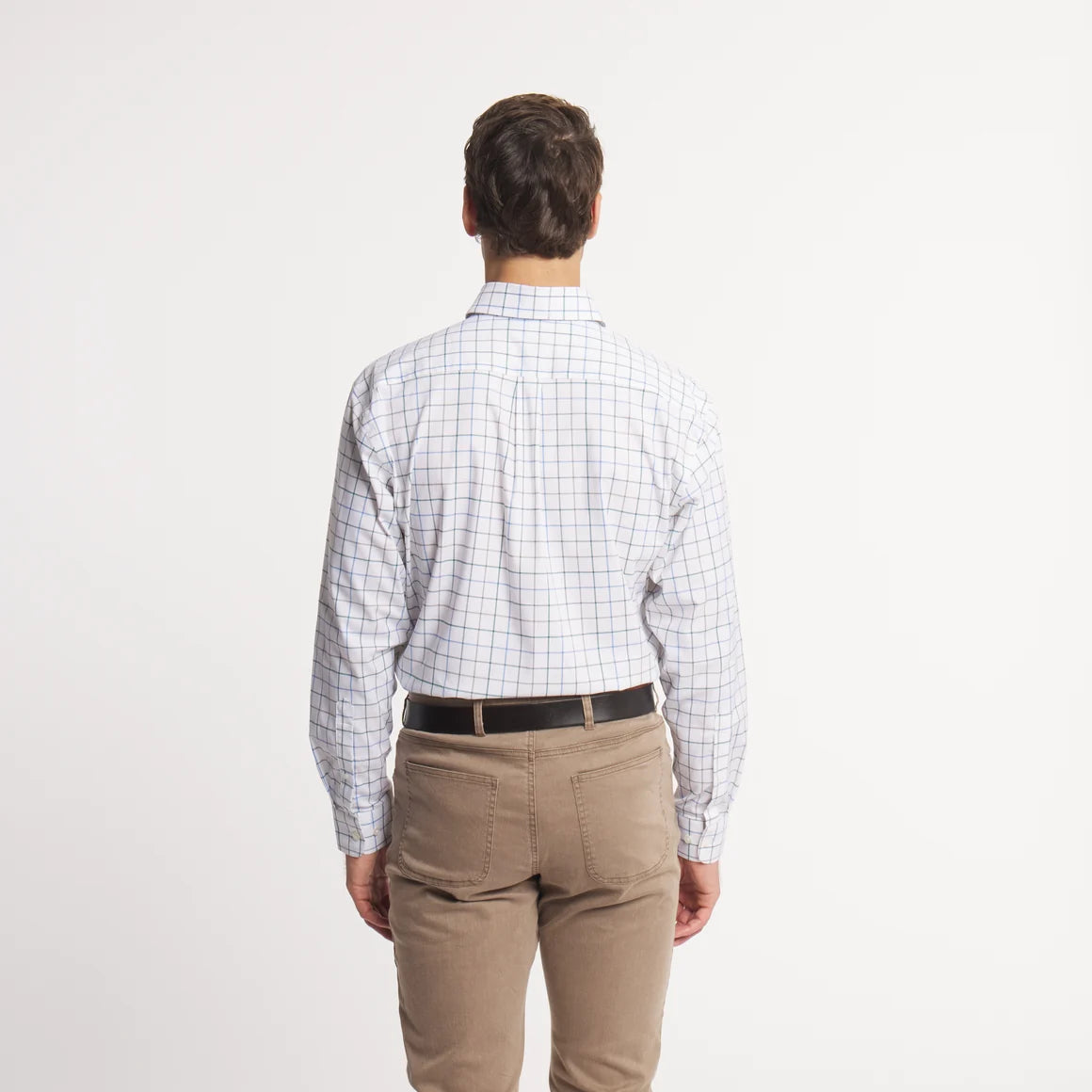Lockhart Windowpane Performance Dress Shirt Dark Green & French Blue