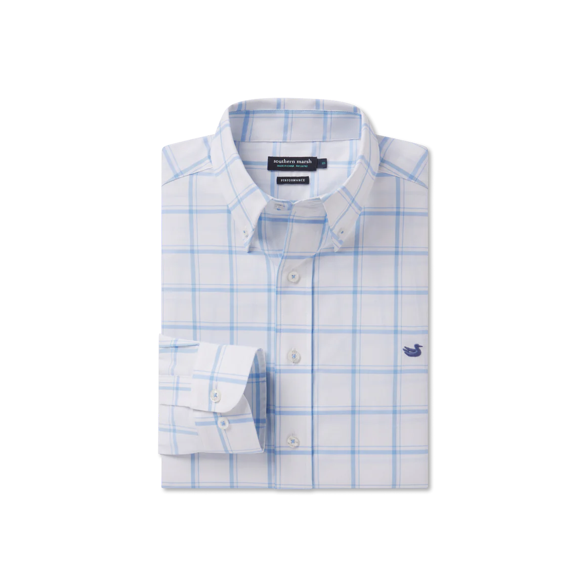 Palmer Performance Dress Shirt White & Light Blue