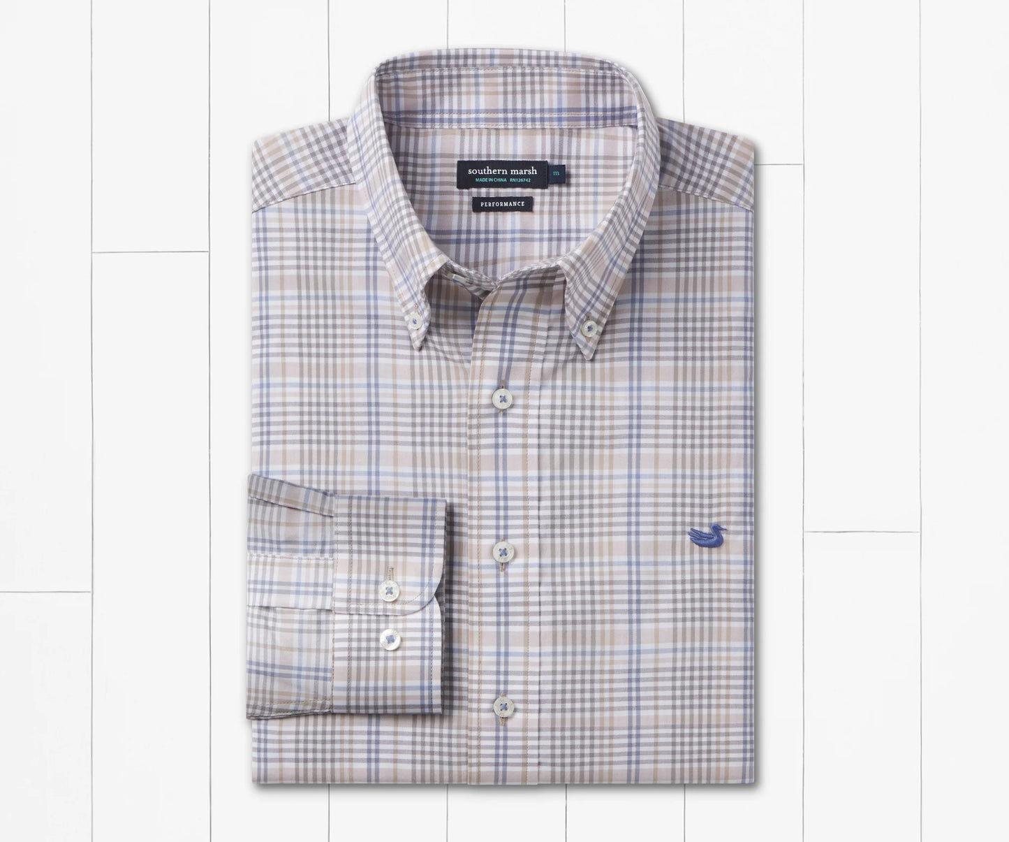 Shores Dress Shirt Sage/Navy