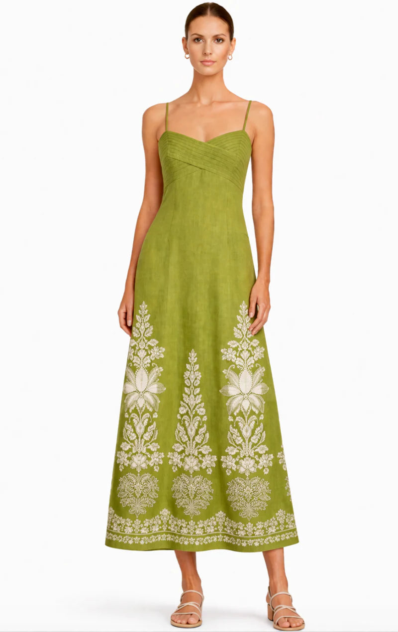Carlie Midi Green Lace Dress