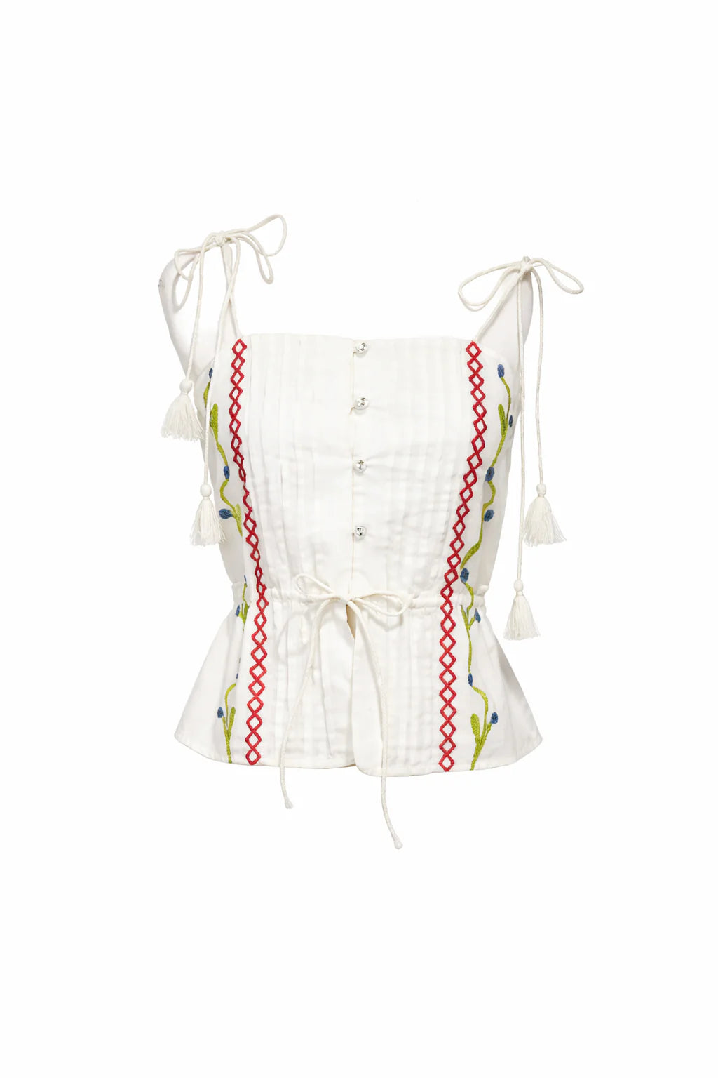 Blue Poppy Crosstitch Sleeveless Top