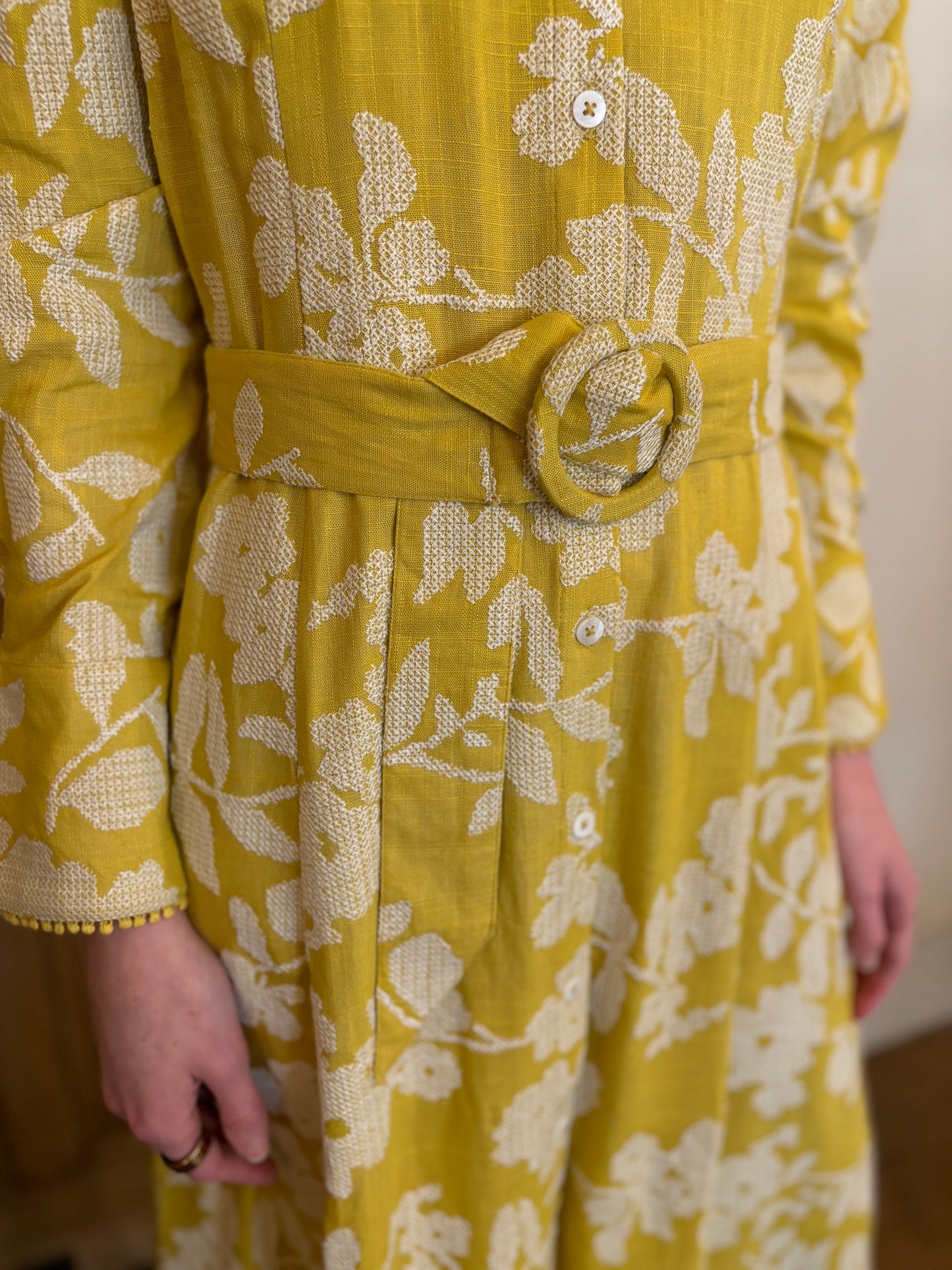 Princess Seam Long Sleeve Dress Yellow Crosstitch