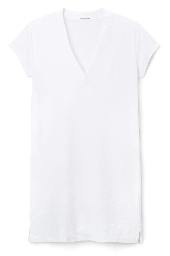 Japanese Jersey V Neck Dress-White