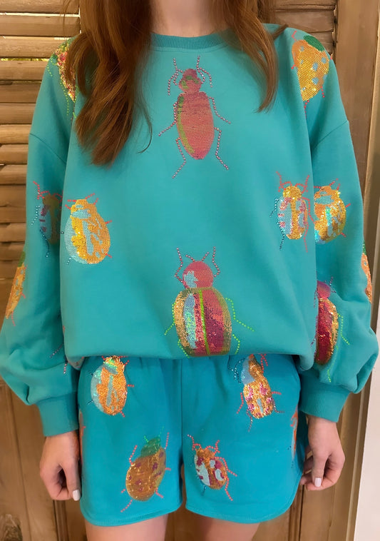 Aqua & Neon Beetle Sweatshirt